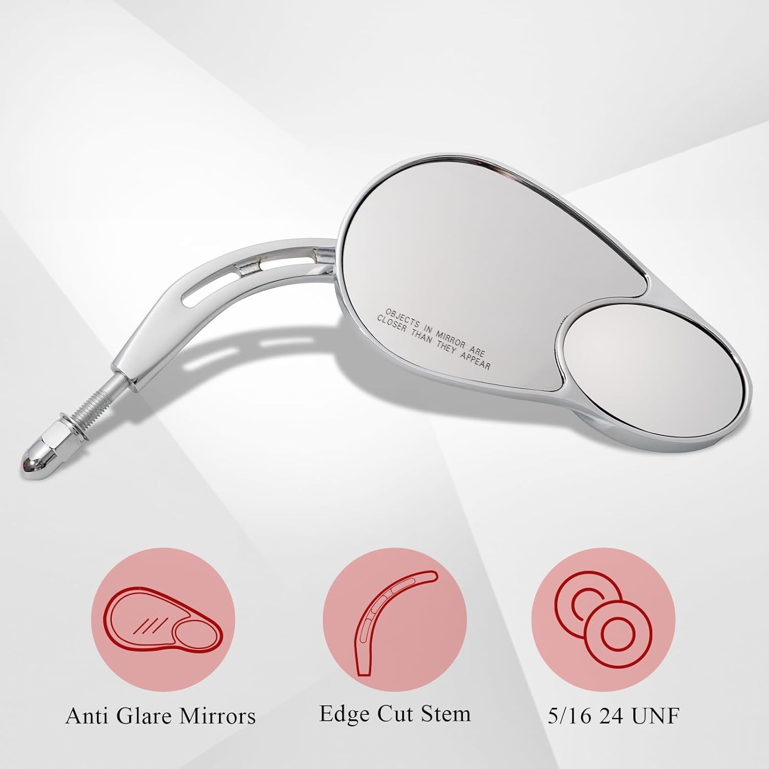 WOWTK Rearview Mirrors,Split Vision fits for 1982-2025 H-D Models, Chrome