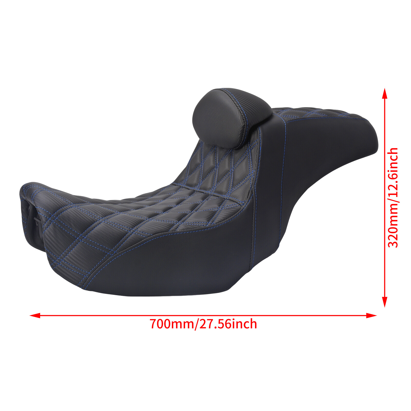 Drive Passenger Seat Blue Stitching Step Up W/ Backrest For Harley Dyna 06-17