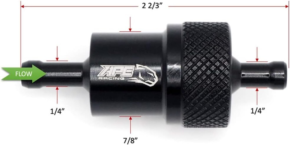Durable In-Line Fuel Filter for Motorcycles and ATVs – Easy to Install 1/4” Line