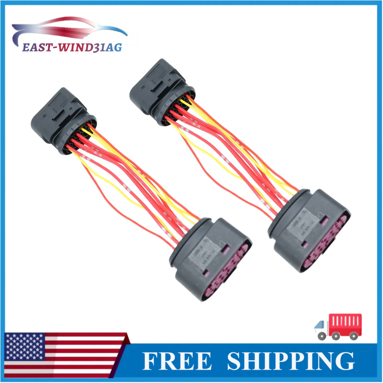 2PCS 14 to 14 Pin Xenon HID Headlight Connector Adapter For VW Audi Skoda