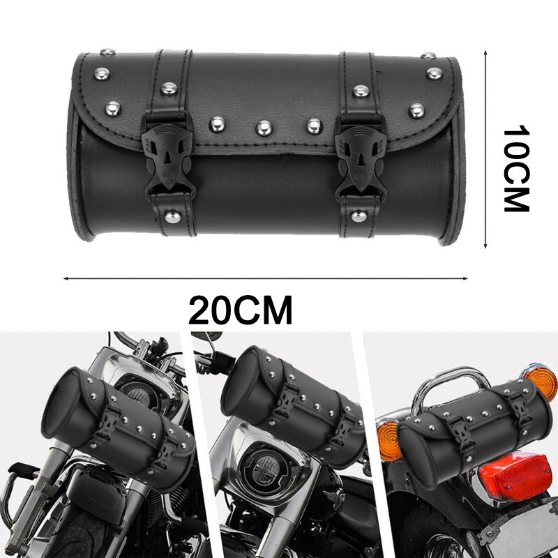 21CM Motorcycle Front Fork Tool Bag Pouch Storage Luggage SaddleBag Leather