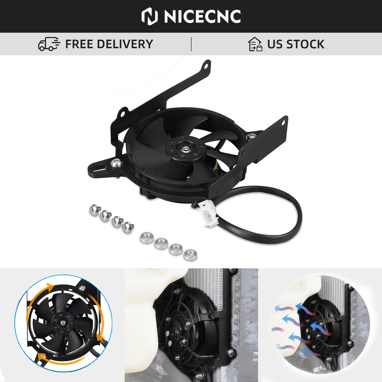 NICECNC Radiator Fan Bracket Kit For KTM 125 250 350-450 XC SX XCF SXF 2023-2025