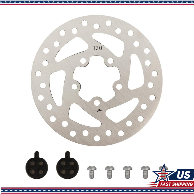Stainless Steel 120mm Brake Disc and 2 Pads M365/PRO/PRO2 Electric Scooter