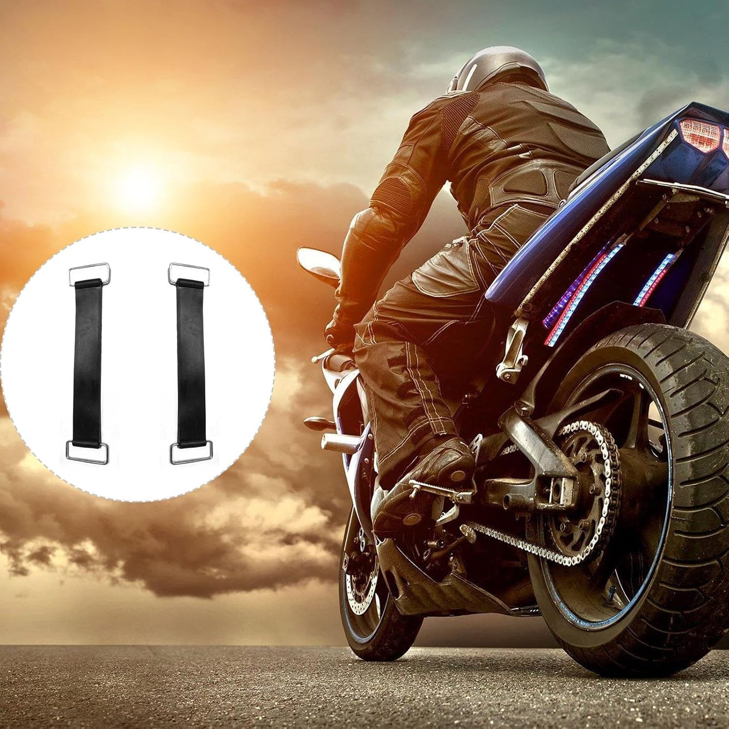 2Pcs Elastic Battery Straps, Motorcycle Battery Hold Down Rubber Band