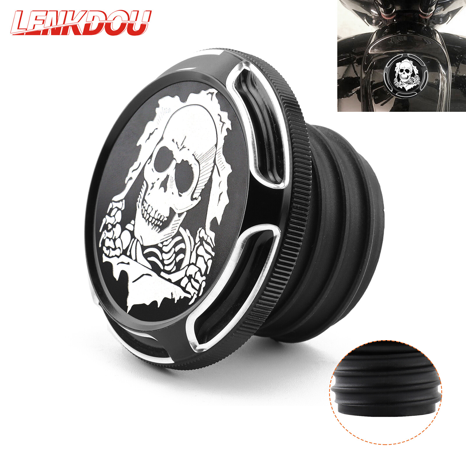 CNC Fuel Gas Tank Cap Cover Vented For Harley Road King Softail Sportster 883 XL
