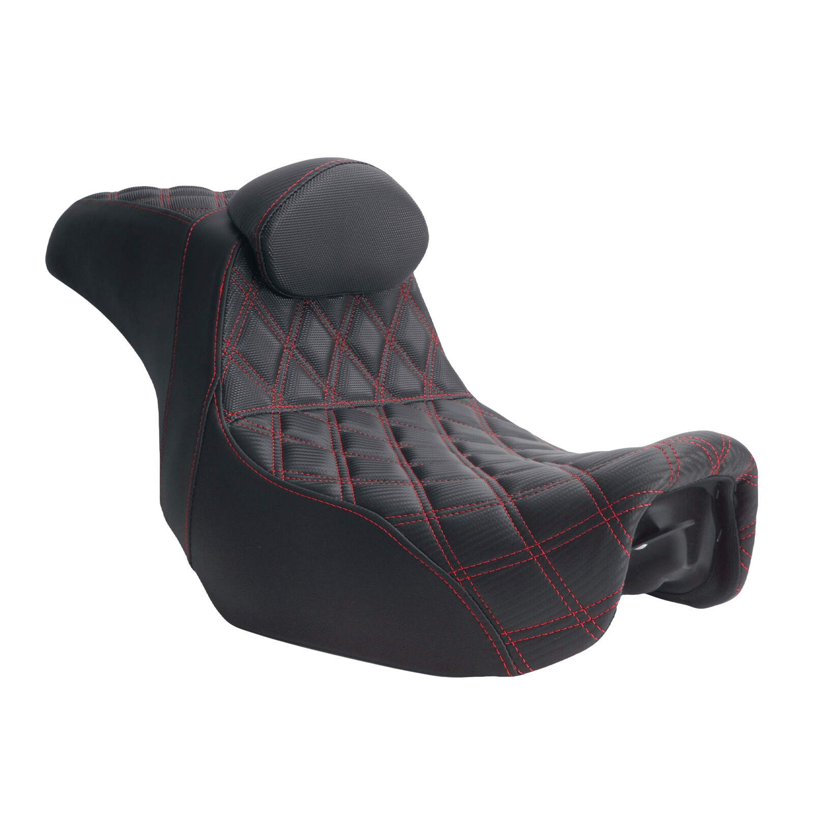 Step Up Red Stitching Seat & Backrest Driver For Harley Dyna Switchback 06-17