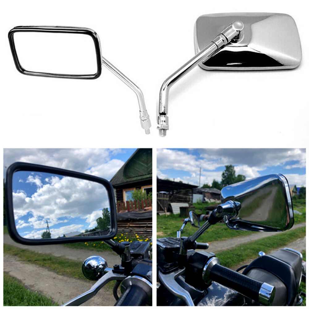 Chrome Rectangle Motorcycle Rearview Mirror 10MM For Suzuki GZ250 GZ 250 TU250 X