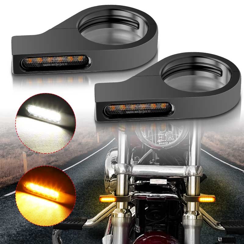 Motorcycle Flush Mount DRL LED Turn Signals Indicator Blinker Light White Amber
