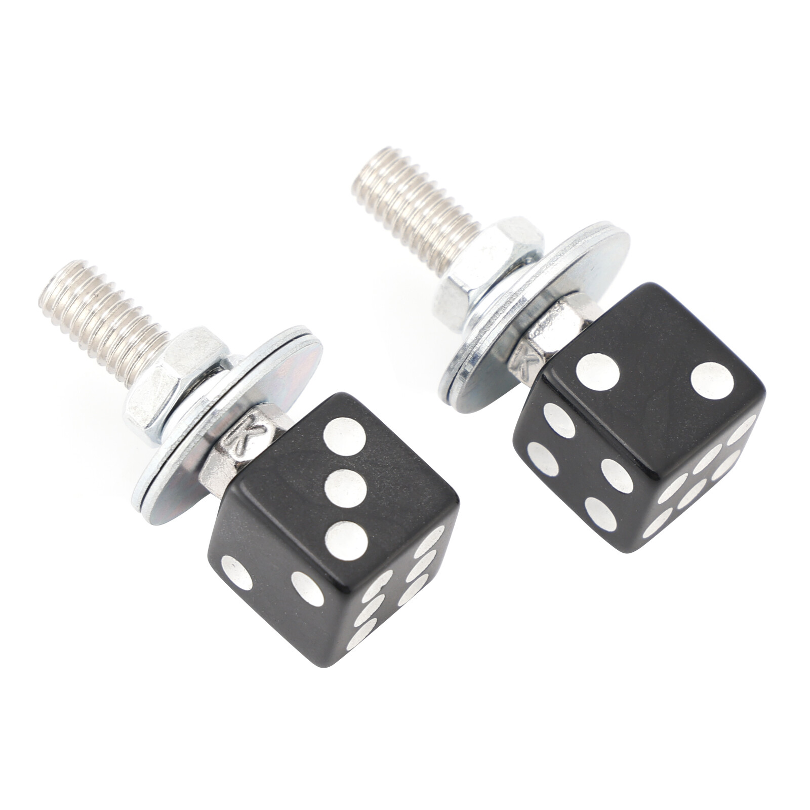 2pcs Motorcycle Bike Plastic Black Dice License Plate Bolt On Screw On Frame Nut