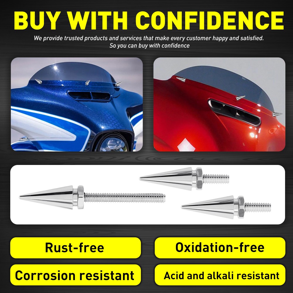 Silver Spikes Windshield Trim Screws Windscreen For Harley Street Glide 96-2013