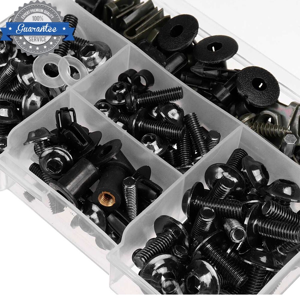 195X Motorcycle Black Complete Fairing Screws Bolt Kit Washers Nuts Screws Clips