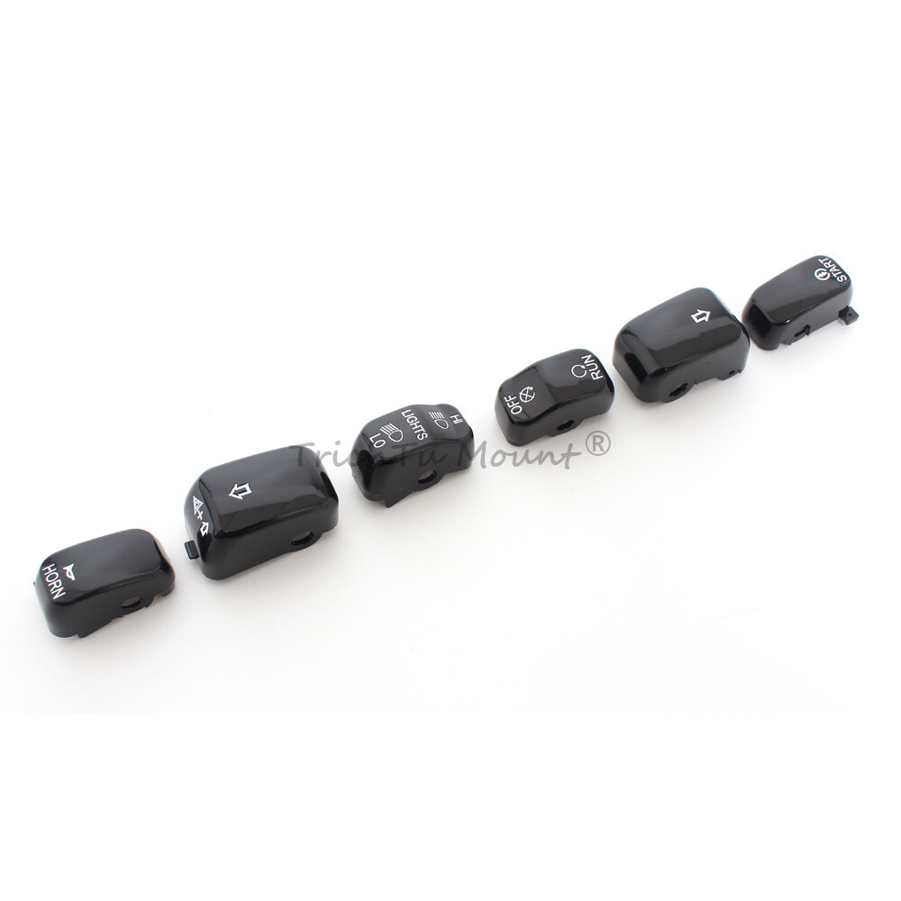 6xBlack Hand Control Switch Cap Button Kit Fit For Harley Softail Sportster Dyna
