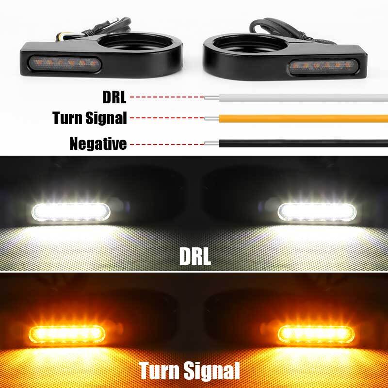 2x LED Motorcycle Turn Signal Blinkers Light 12V For 39-41mm Fork Mount Clamp