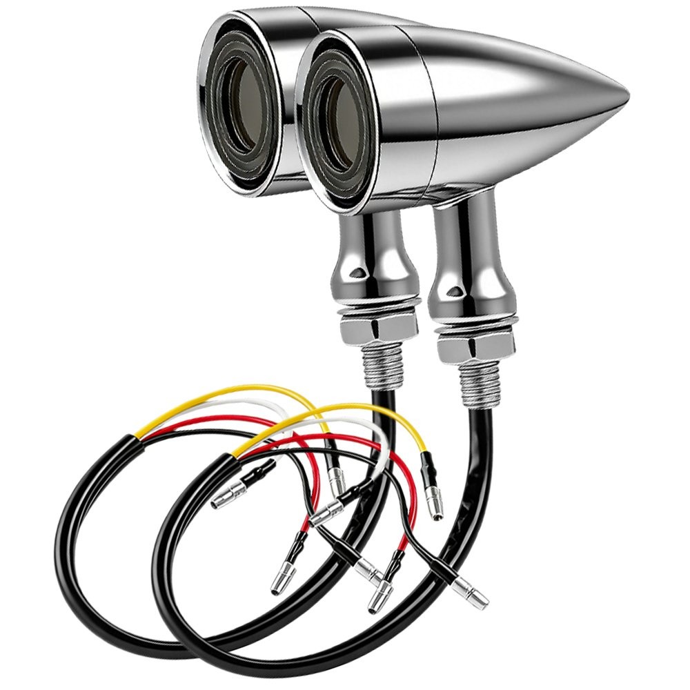 2-20 Front Rear Chrome LED Bullet Turn Signal Brake Amber&Red Blinker Mini Light