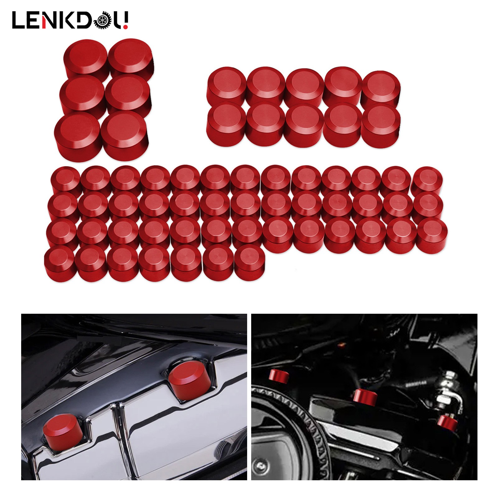 62X Engine Bolt Caps Cover Red For Harley Touring Road King Street Glide 17-2026
