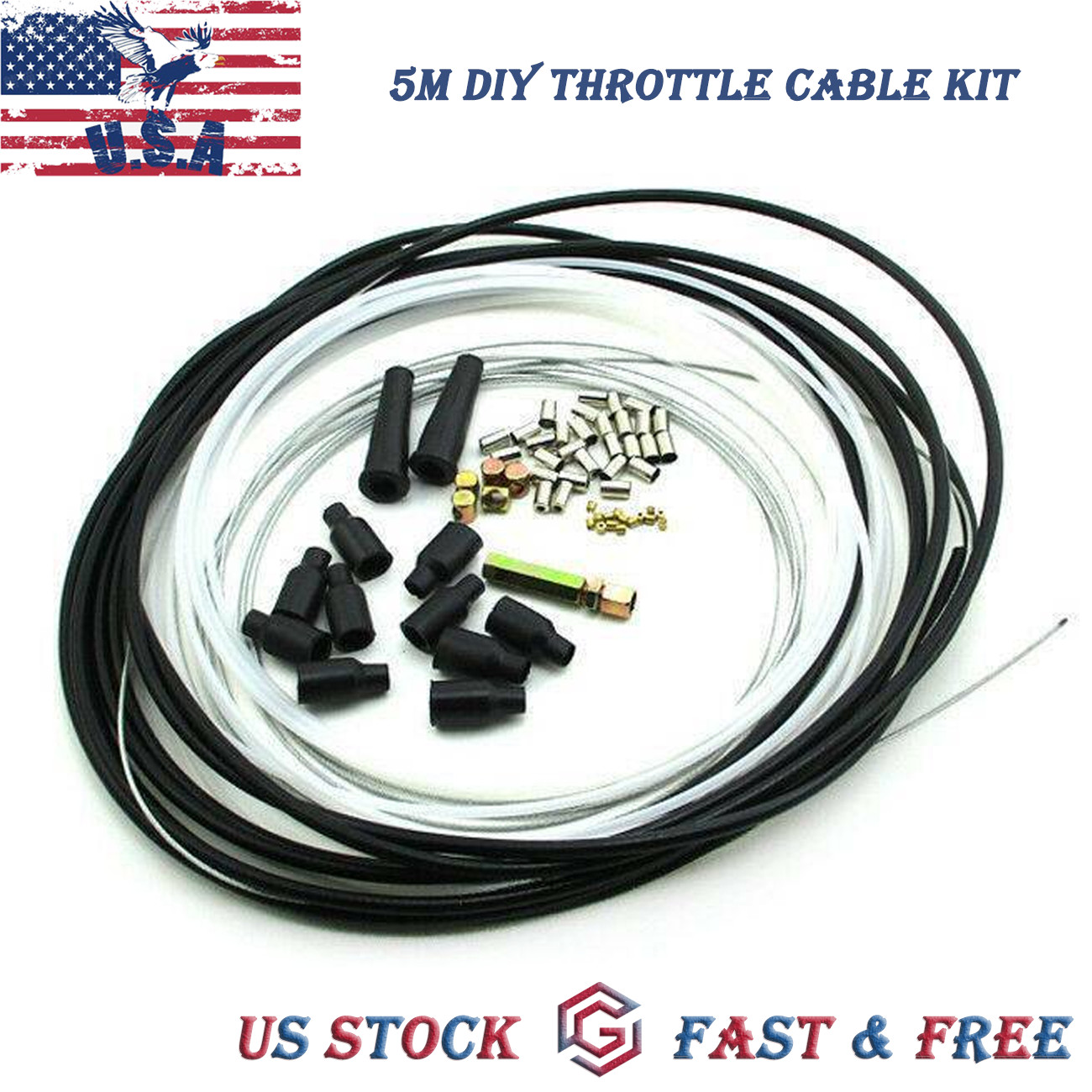 5 Metres Motorcycle Diy Throttle Cable Kit Nipples Ferrules Fit Pit Dirt Bike 1X