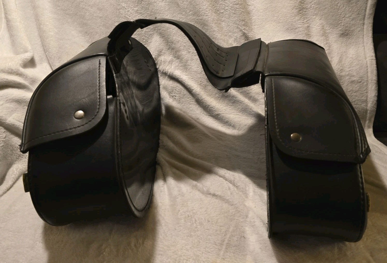 Willie & Max Universal Saddlebags Black Faux Leather Slant Throw-Over Motorcycle