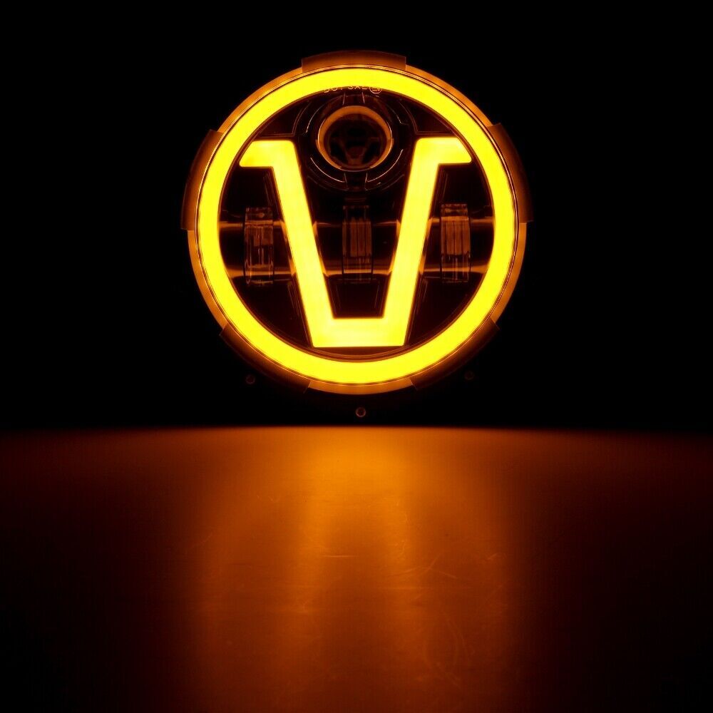 7″inch Round Motorcycle LED Headlight Hi/Lo Beam Turn Signal DRL Lamp For Harley