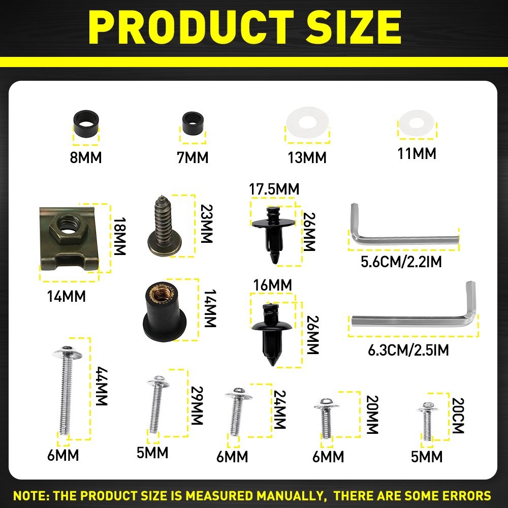 For Honda Yamaha Suzuki 190x Sliver Fairing Bolts&Accessories Panel Kit 1-5SET
