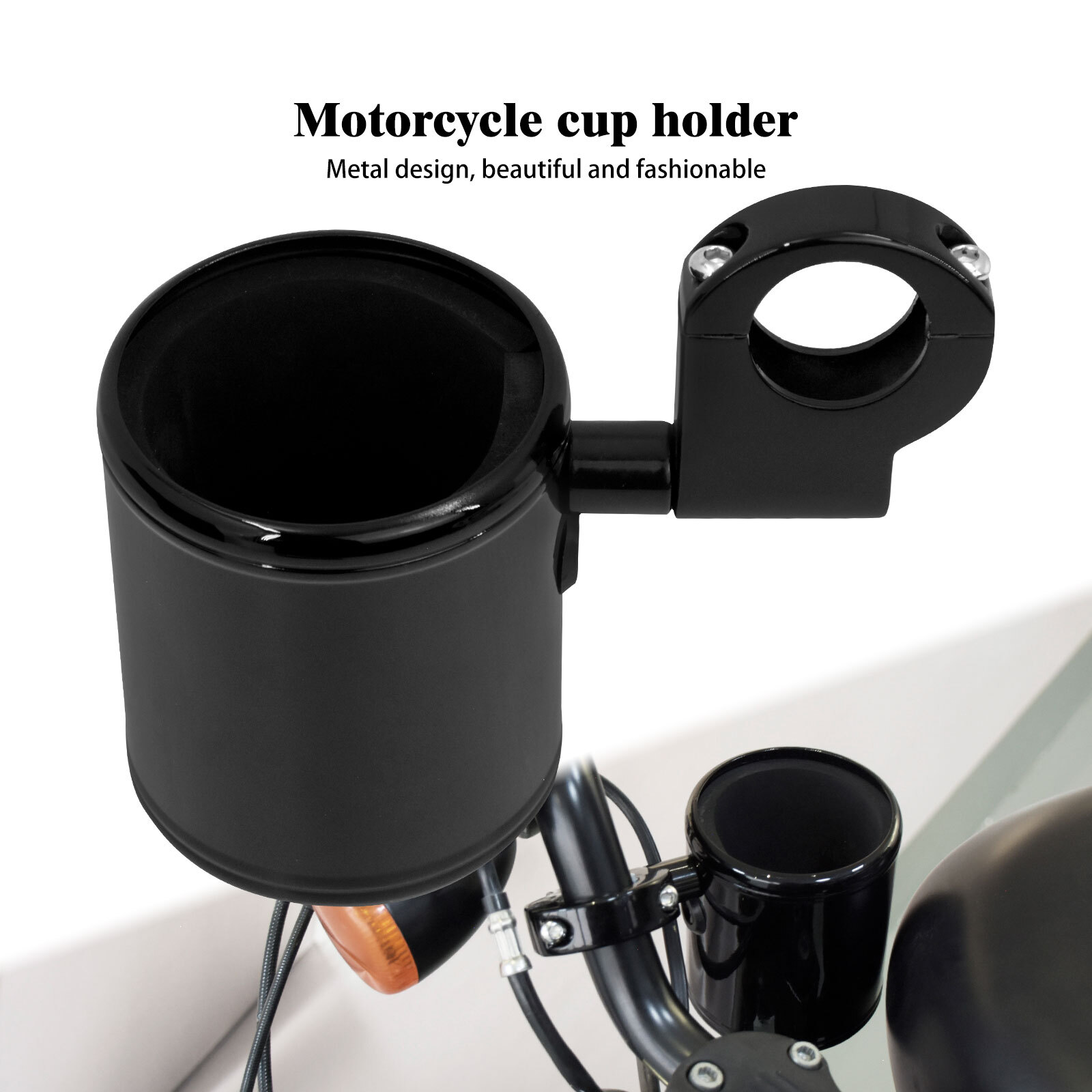 Black Cup Holder Handlebar Drink Bottle Holder For Harley Universal Motorcycle