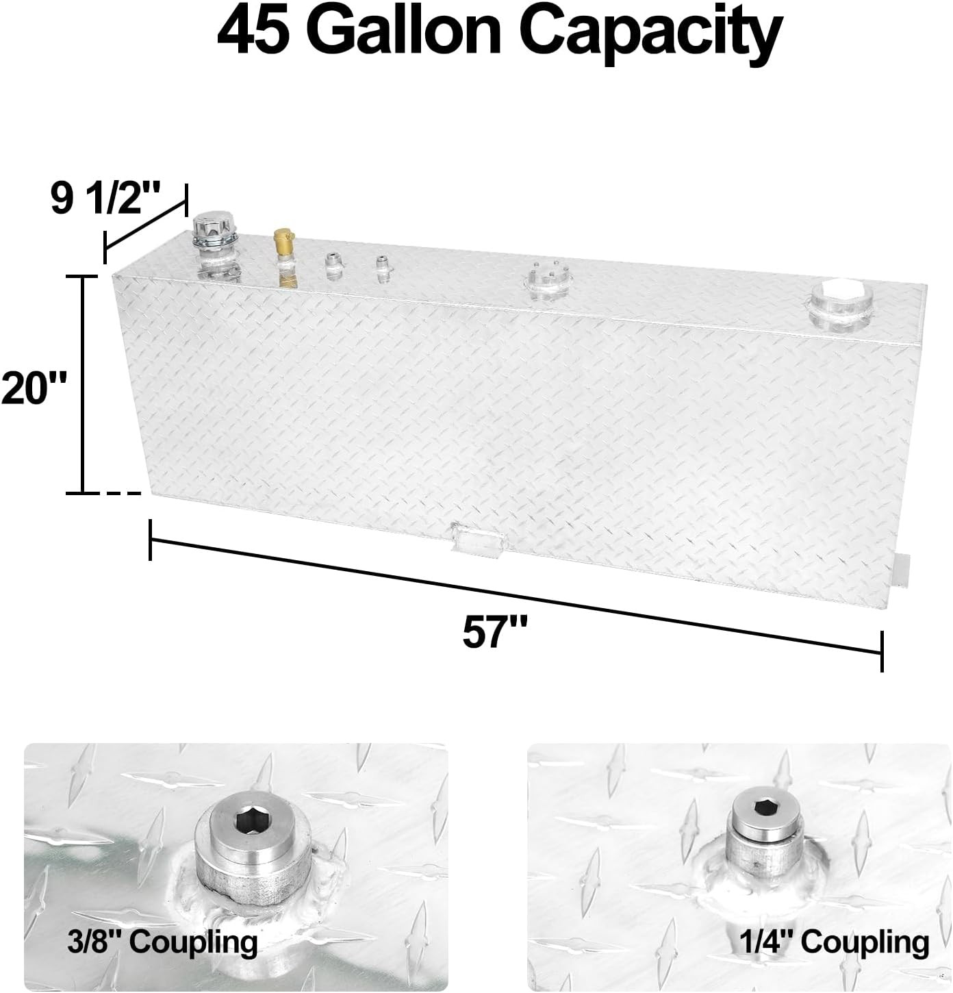 Aluminum 45 Gallon Rectangular Upright Liquid Transfer Tank 57″ x 9.5″ x 20″