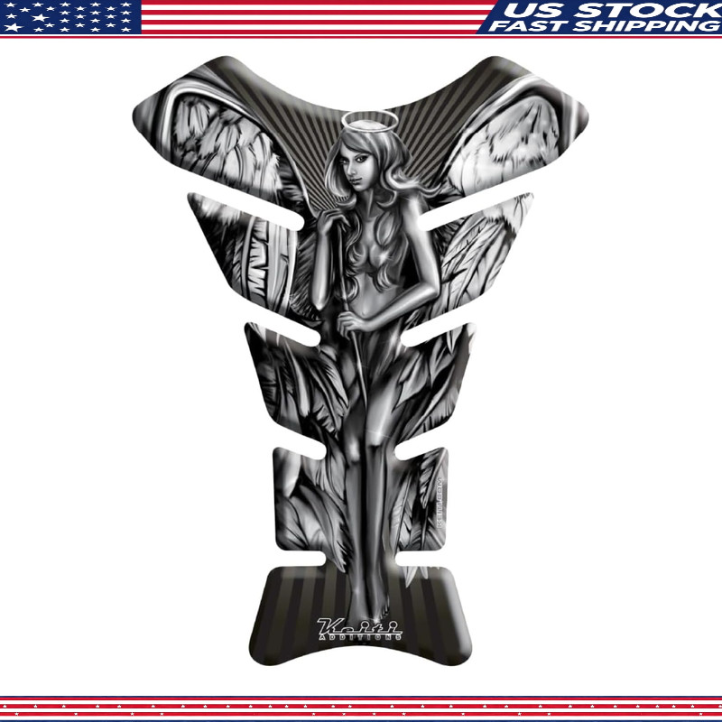 Motorcycle Tank Pad Black and White Angel KT8150