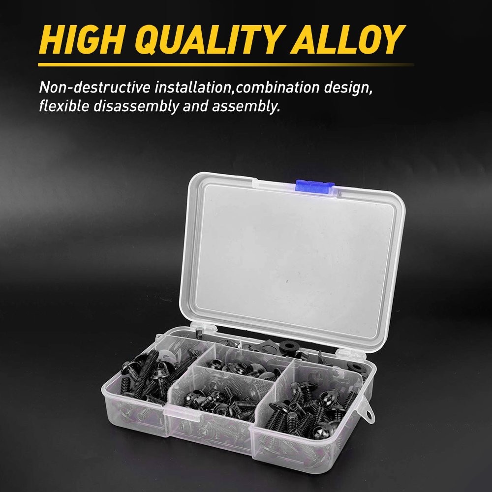 For Honda Suzuki Yamaha Steel Fairing Bolts Bodywork Black Screws 177pcs