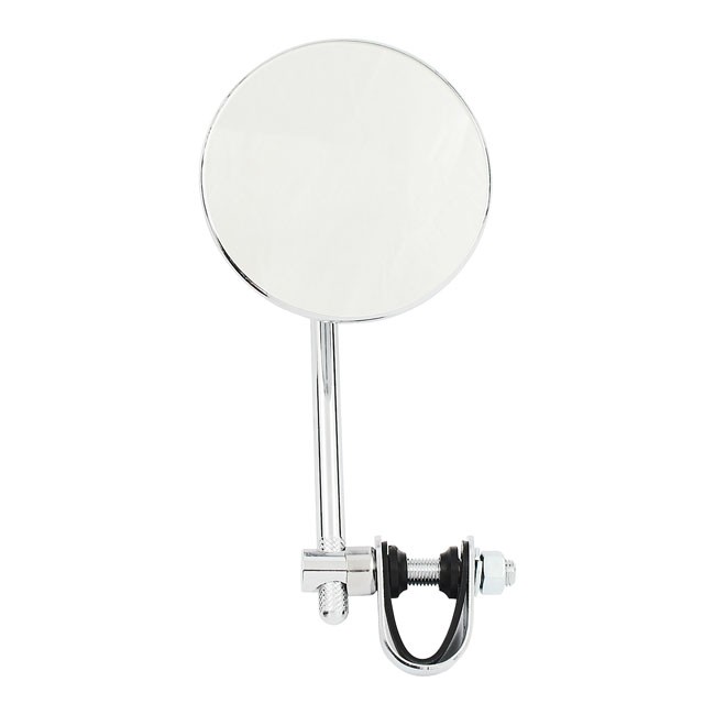 Short Stem Chrome Clamp-On 4″ Round Mirror Chopper Scooter Retro Jammer