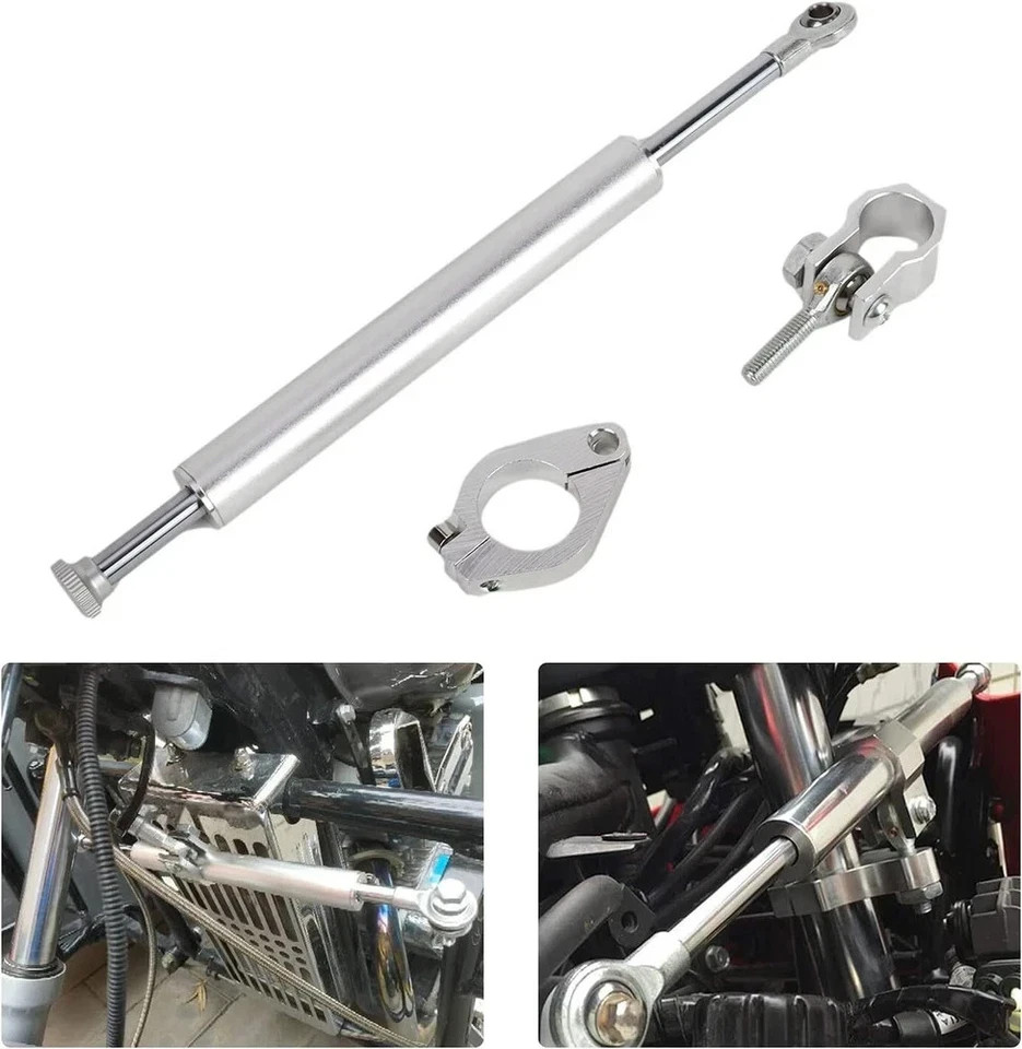 Universal Motorcycle Steering Damper Stabilizer, 13″ Aluminum Adjustable