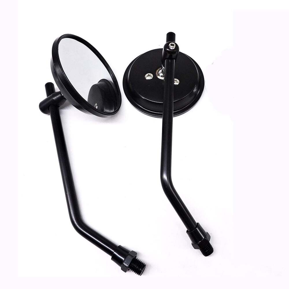 Pair Motorcycle Rearview Mirror Set 10mm Chrome Round Shape – Classic Style