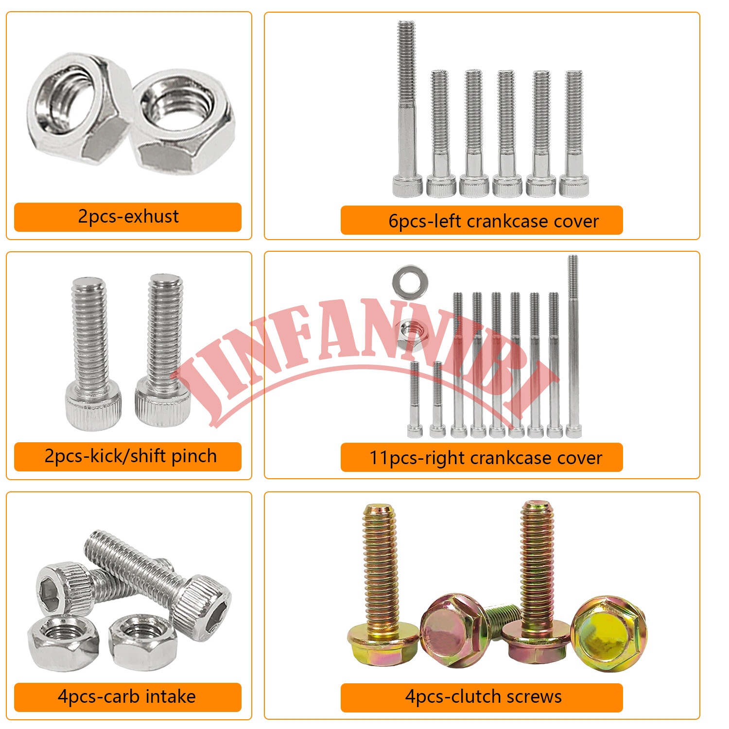 29pcs Stainless Steel Maintenance Engine Bolt Screws Kit for Honda XR80 XR80R