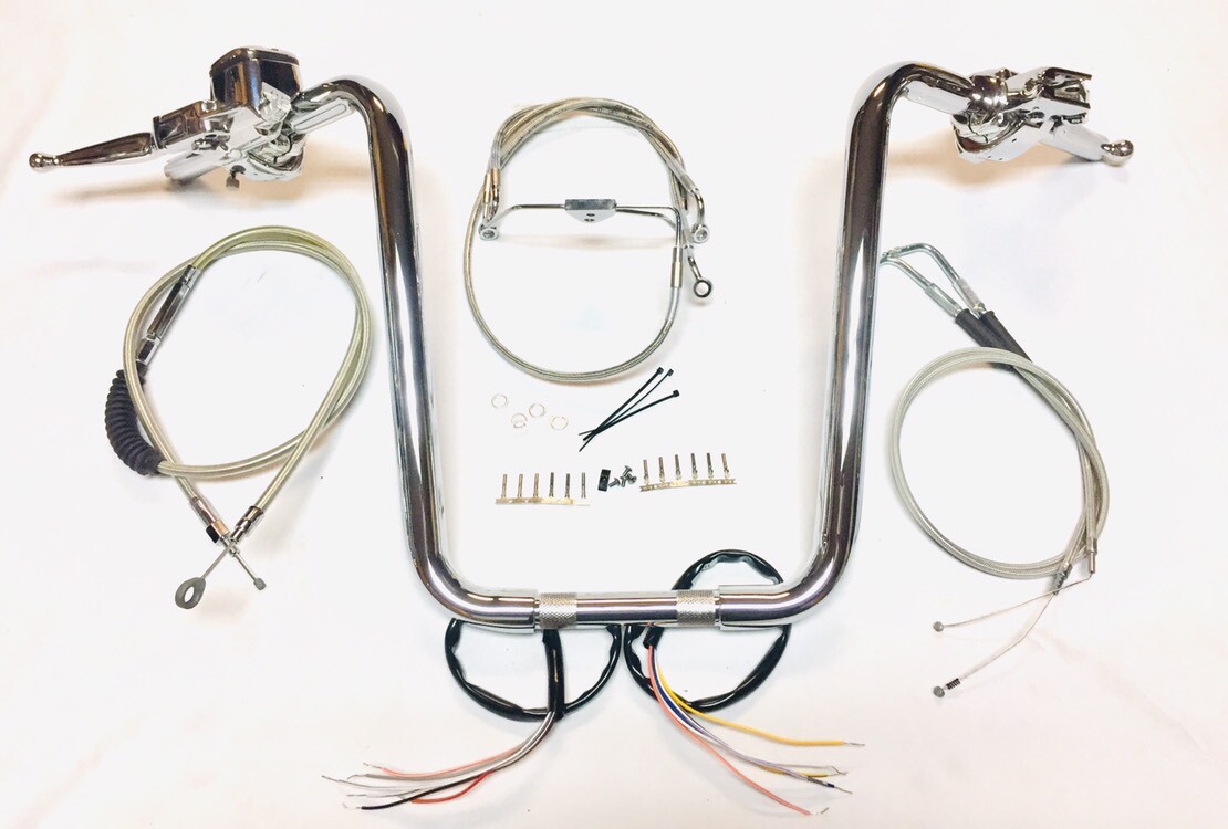 16 X 1 1/4 ” Ape Hanger Chrome Handlebar Kit W Controls 96 – 01 Harley Road King
