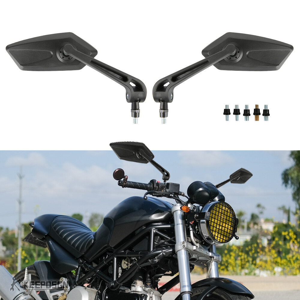 Pair Side Mirrors Rearview Black For Ducati Monster 620 696 750 797 800 1000