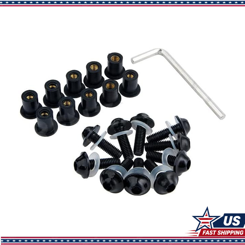 10PCS Black M5x16mm CNC Motorcycle Windscreen Fastener Bolts Screws Color: Black