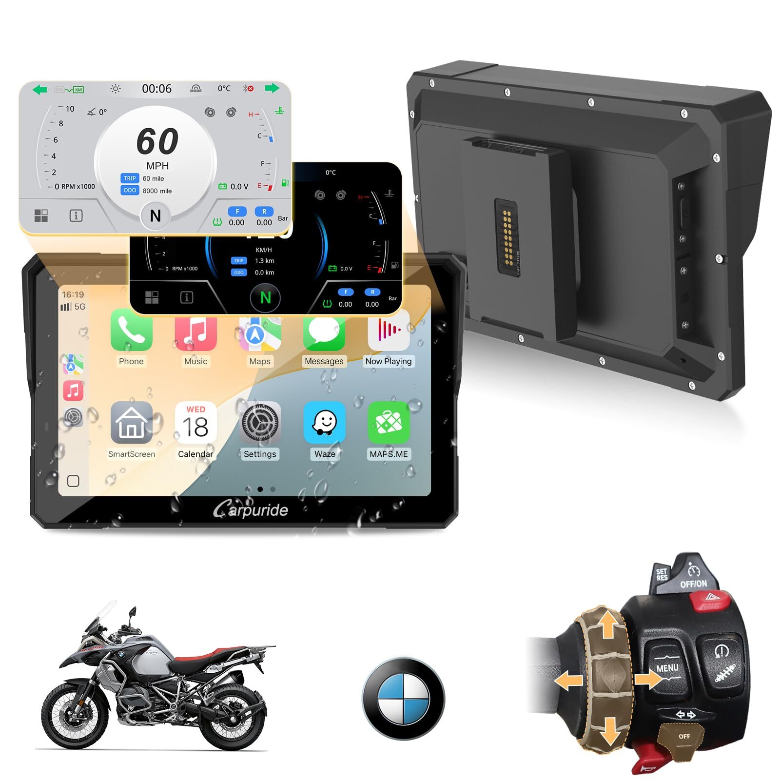 Carpuride W702BS Carplay Android Auto BMW Moto Stereo OEM Transmission Controlle