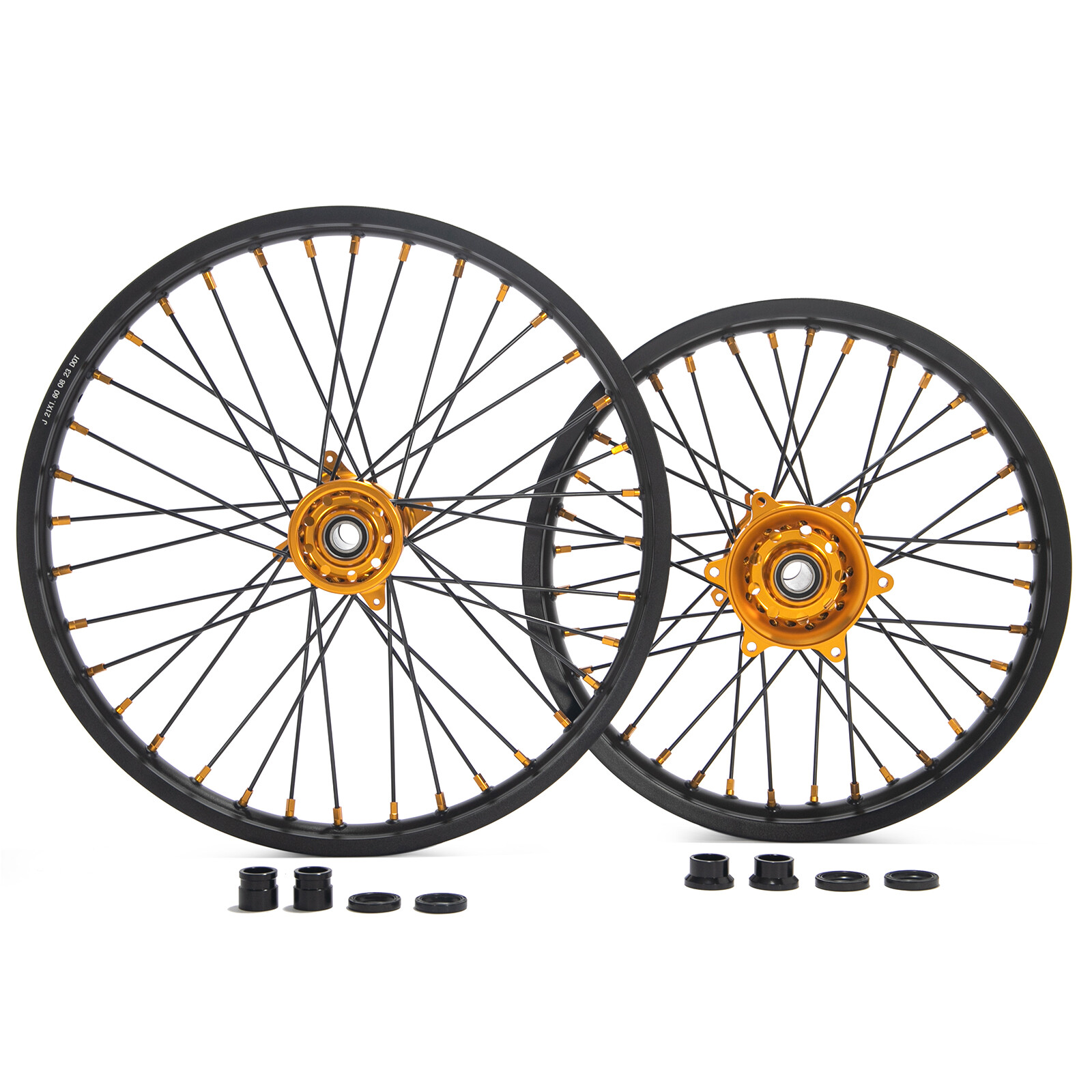 For Suzuki 21/18 CNC Machined Wheels Gold Hubs Set RMZ250 2007-24 RMZ450 2005-24