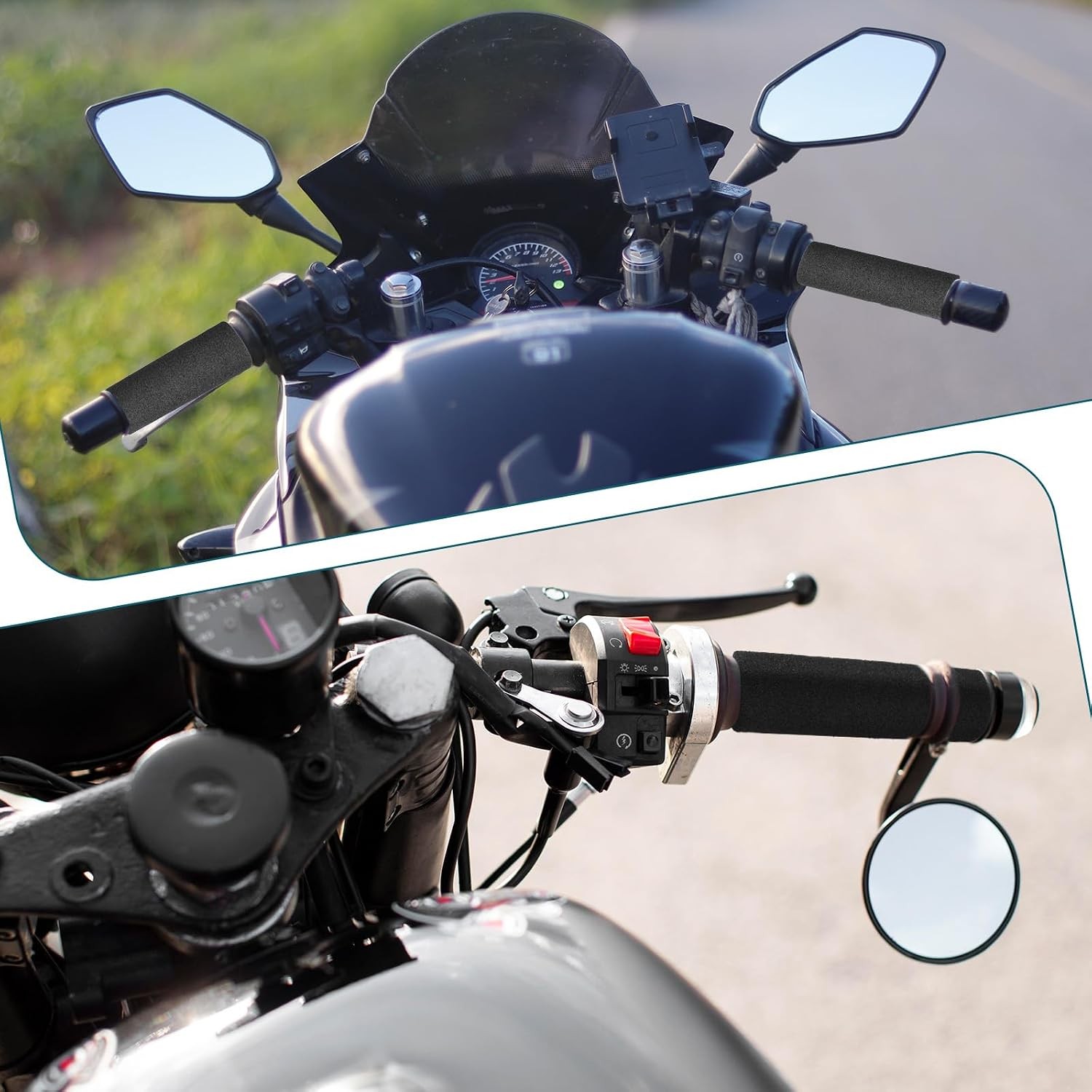 Motorcycle Handlebar Grips, 2Pcs Foam Sponge Anti-Slip Covers 1-1.2 Inch