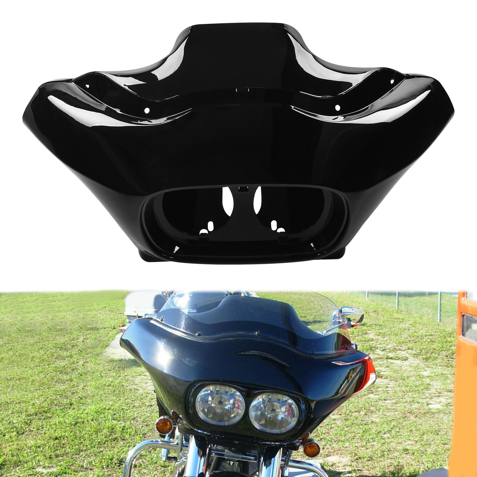 Black Inner & Outer Fairing 5.75″ Headlight Fit for Harley Road Glide FLTR 98-13