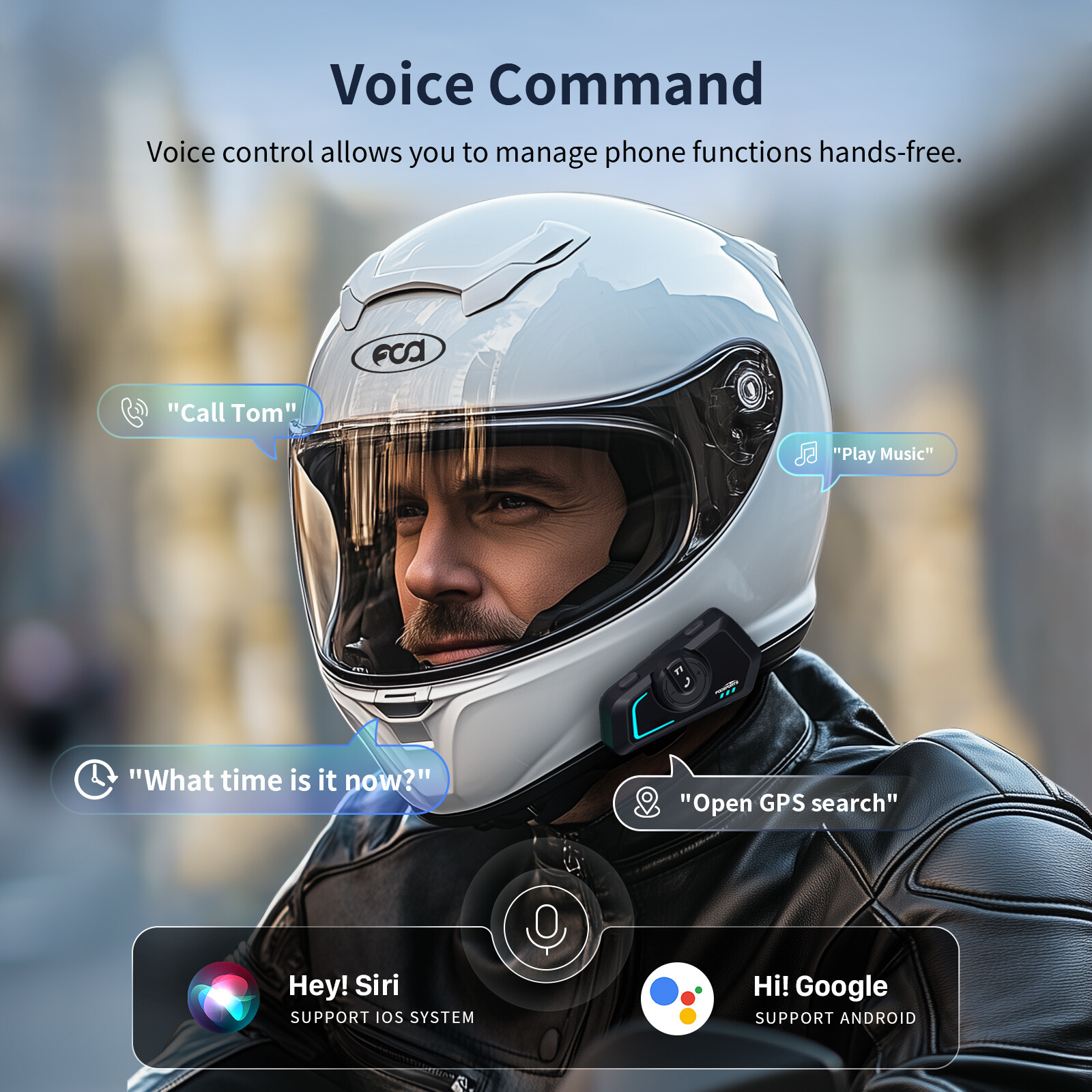 2XFodsports T1 motorcycle intercom helmet bluetooth headset FM music share 2 Way