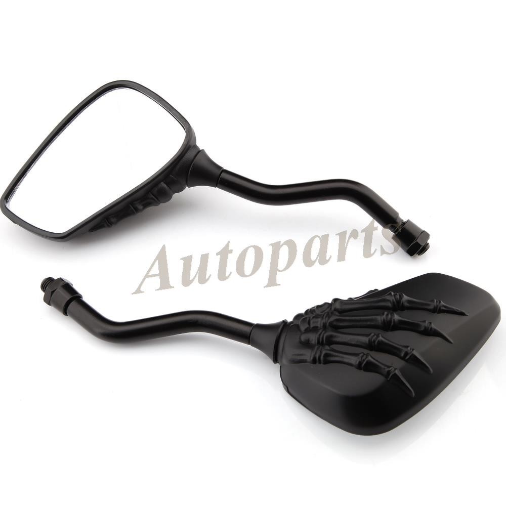 UNIVERSAL BLACK SKULL SKELETON HAND REARVIEW MIRRORS FOR MOTORCYCLE 8MM OR 10MM