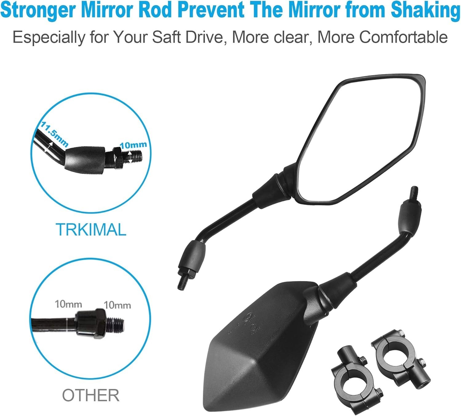 Universal Shockproof Motorcycle Mirror – 360° Adjustable Convex Lens for Safety