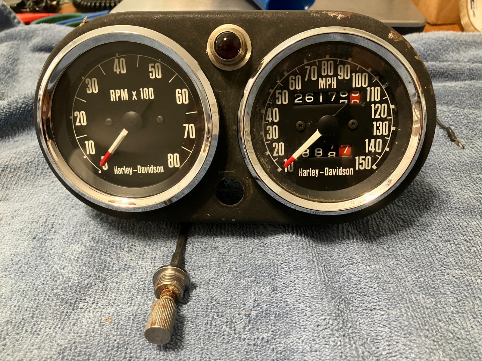harley davidson ironhead shovelhead speedometer/tachometer cable drive with dash