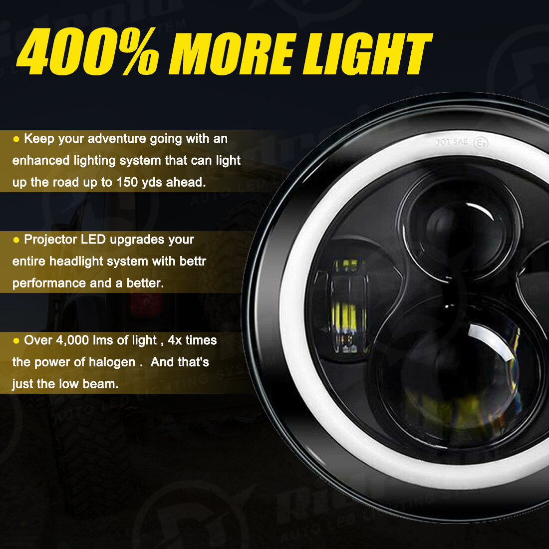 100W 7″ inch LED Projector Headlight for Honda Harley Kawasaki Motorcycle Yamaha