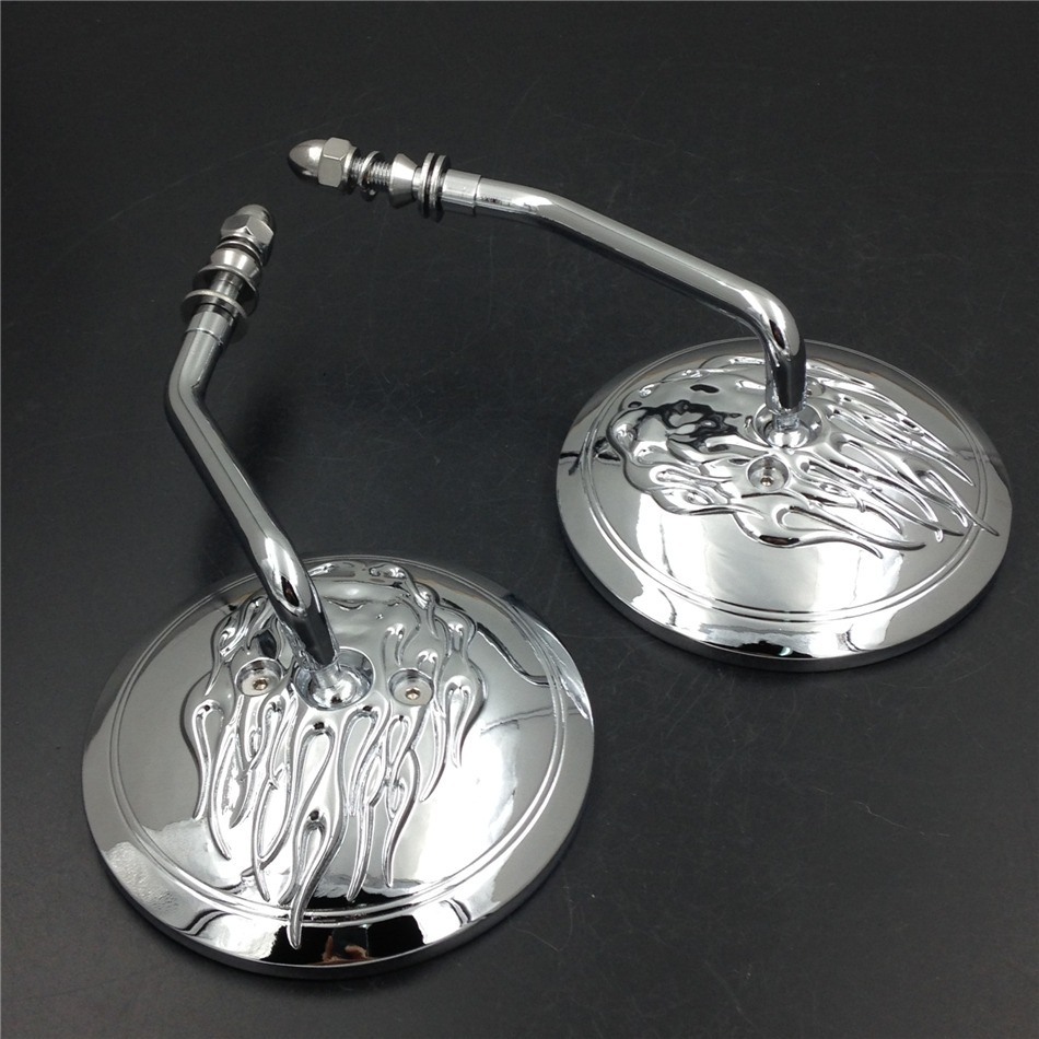 Side Mirrors For Harley Softail Dyna Sportster Touring Chrome Round RearView
