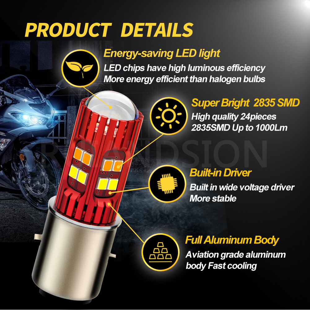 Switchback BA20D LED Motorcycle Headlight Bulb Lamp 10-30V White Warm White