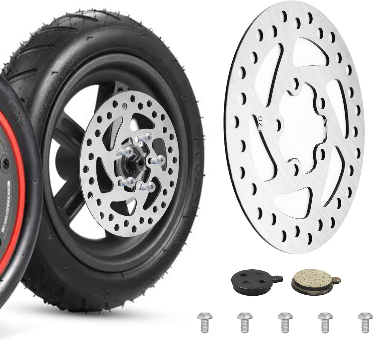 Stainless Steel 120mm Brake Disc and 2 Pads M365/PRO/PRO2 Electric Scooter