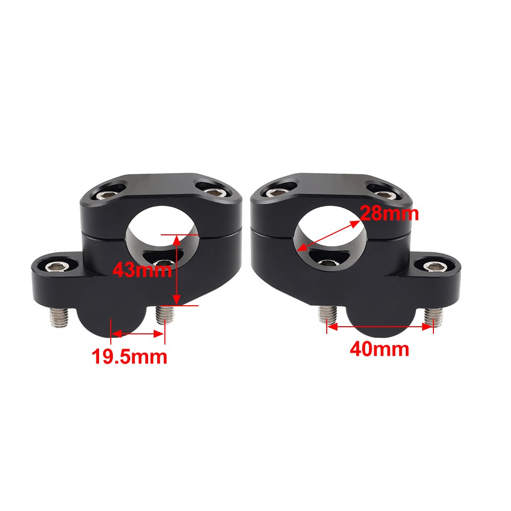 28mm 1 1/8” Black Handlebar Clamp Mount Riser For Honda Suzuki Yamaha Kawasaki