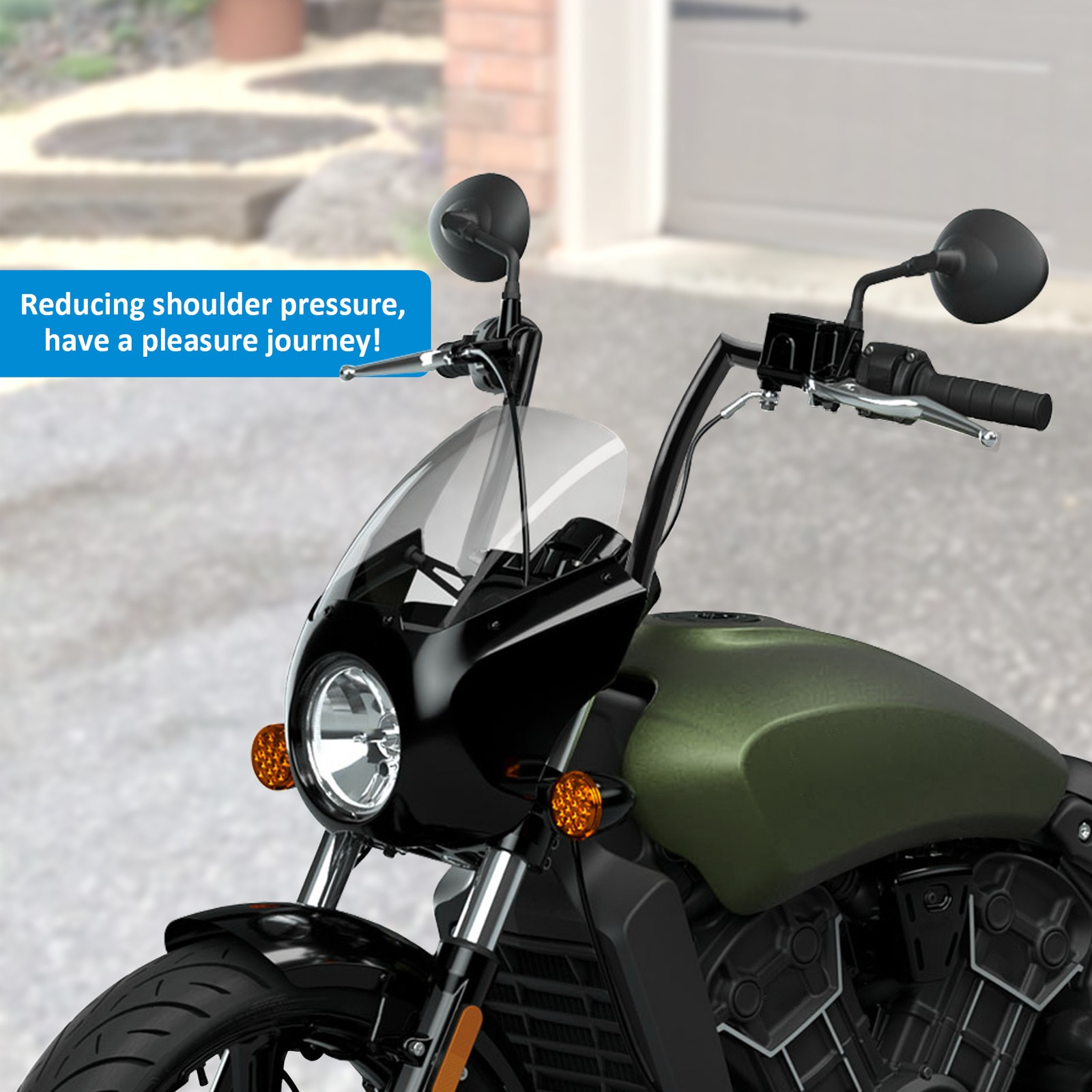 12″ Rise Pre-Drilled Ape Hanger Handlebar For Indian Scout Bobber Sixty Twenty