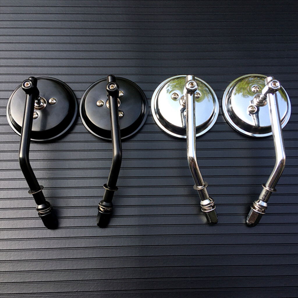 Black Chrome Round Motorcycle Mirror For Harley Sportster Softail Fatboy Chopper