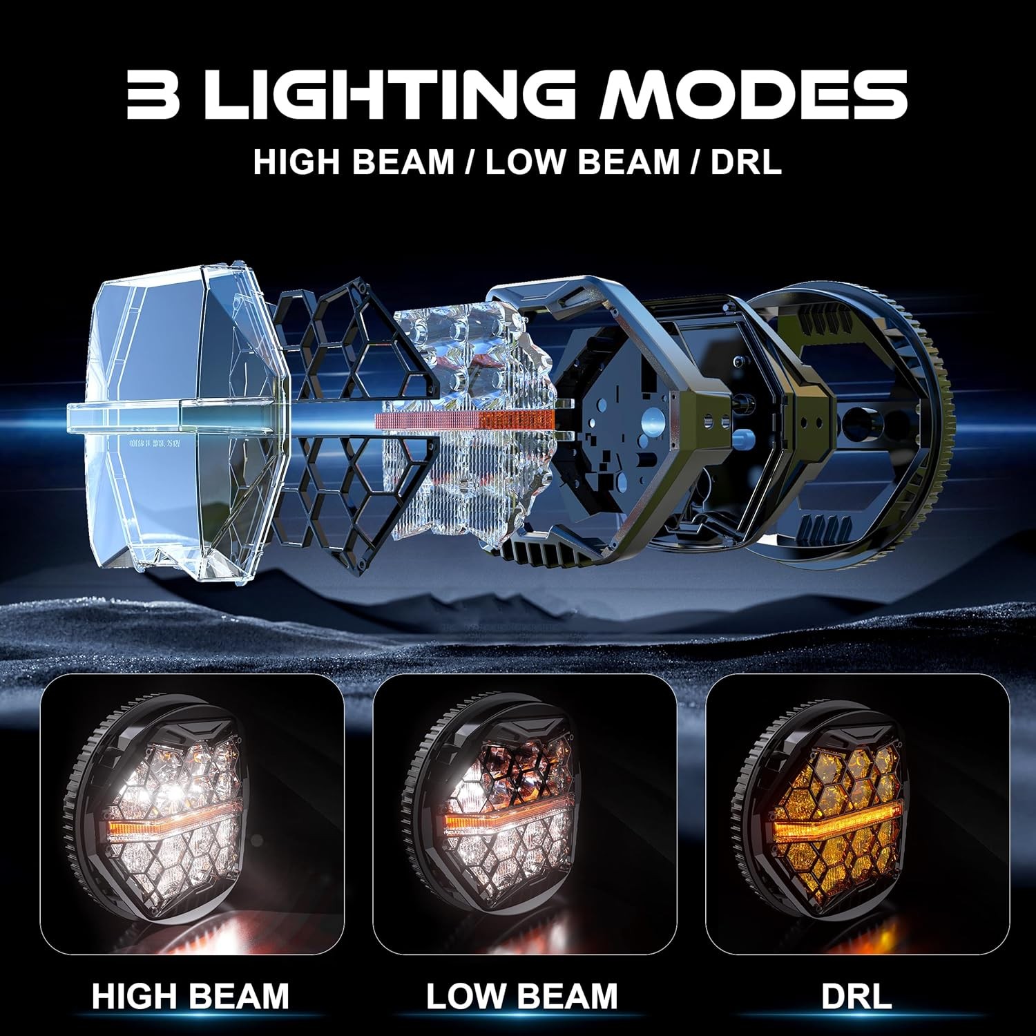 DOT SAE 5.75 Inch LED-Headlight Assembly DRL For Harley Sportster XL883 XL1200